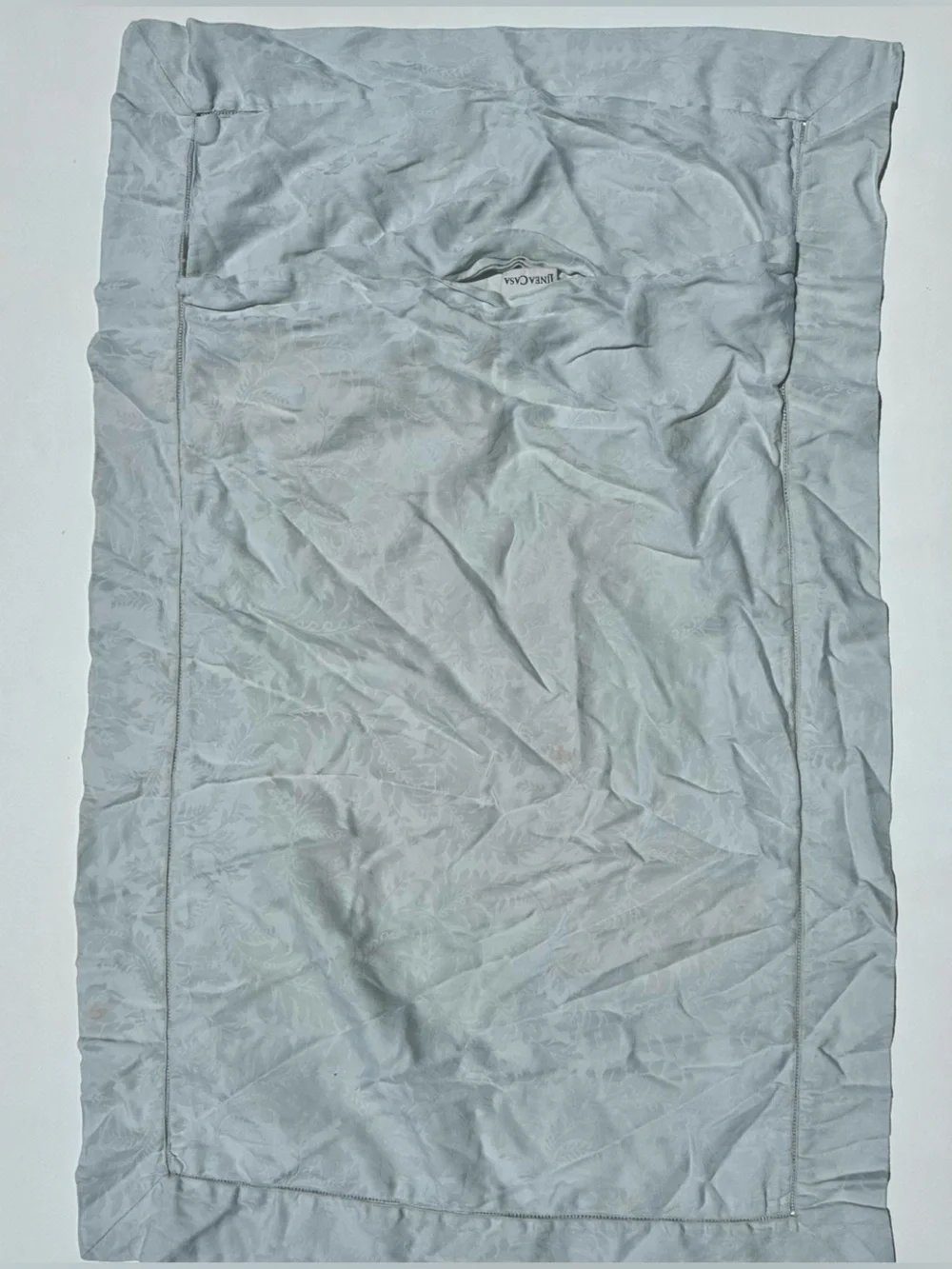 2 Sferra Egyptian Cotton Jacquard Linea Casa Light Green Gray King Shams, stains